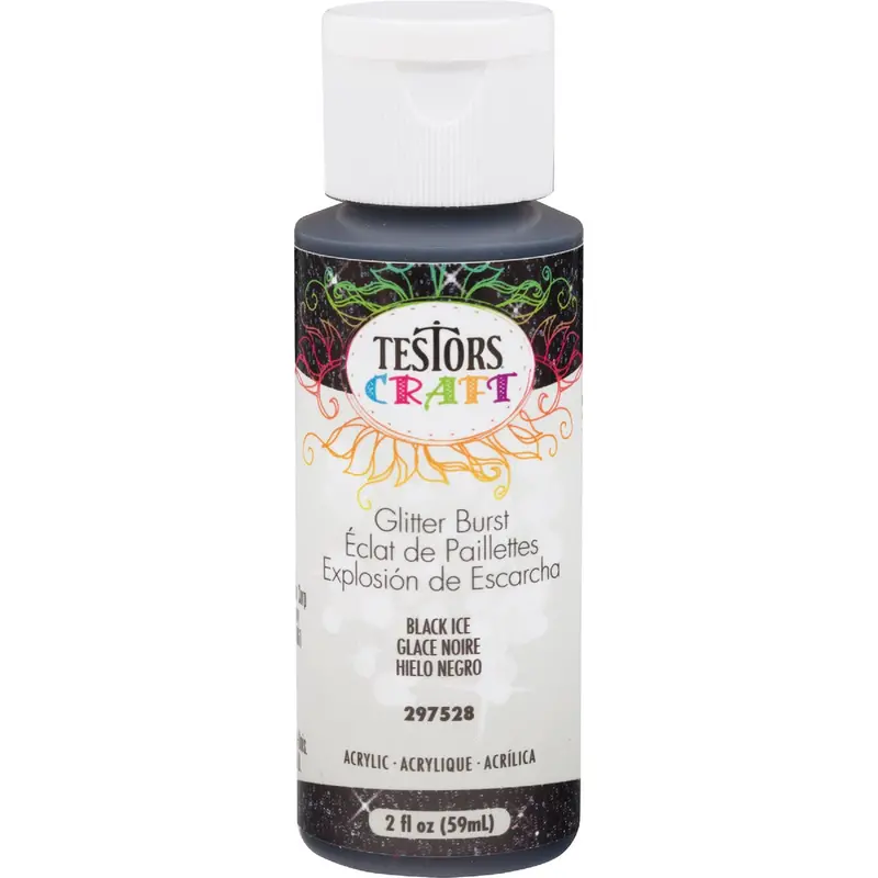 Testors Acrylic Glitter Craft Paint – 2-Ounce Black Ice Finish 1