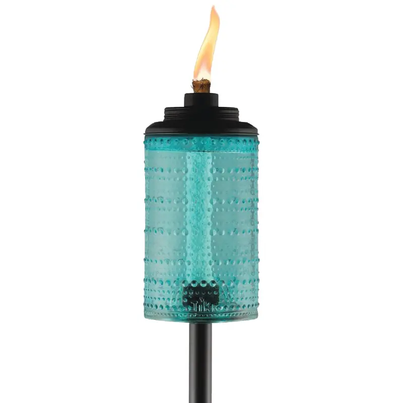 Tiki Easy-Install Patio Torch – 68" Blue Carnival Glass Design 1