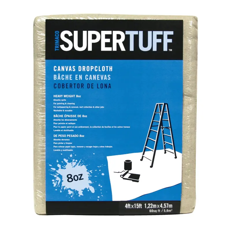 Trimaco Supertuff Canvas Drop Cloth – 4 Ft X 15 Ft, 8 Oz Heavy-Duty 1