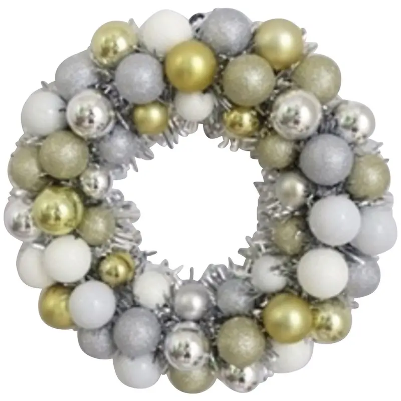 Youngcraft 16" Shatterproof Ornament Wreath In Silver, White, And Champagne 1