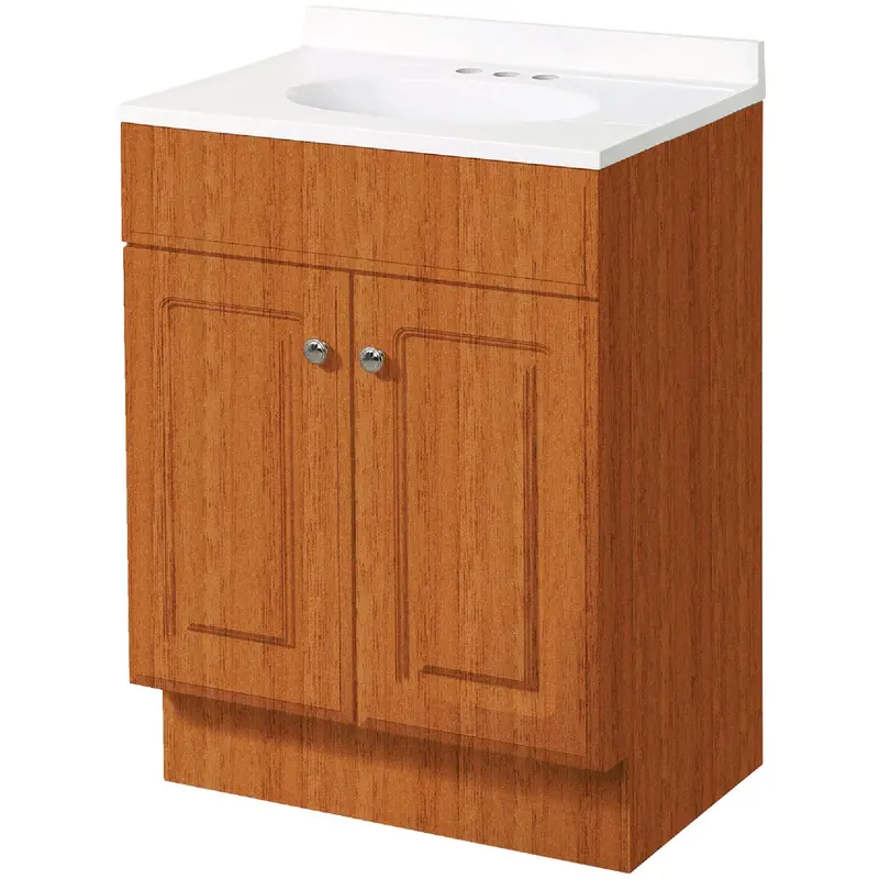 Zenith Zenna Home Oak Vanity – 36 In W × 35 In H × 18 In D With White Cultured Marble Top 1